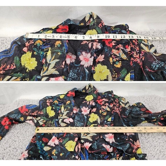 Gracia Womens Tiered Dress Floral Sheer Black Bloomcore Fairy Whimsy Small - Picture 14 of 16